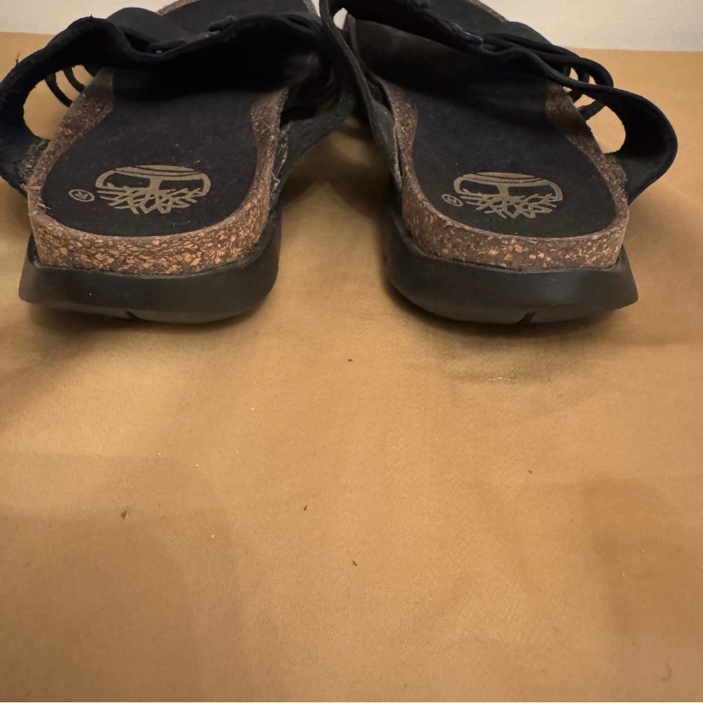 Timberland Black Leather Slide Sandals Women’s 8M Genuine Leather Comfort Boho - Picture 5 of 8